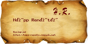 Hápp Renátó névjegykártya